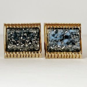 VINTAGE gold tone Blue Black Glass Sparkle Cufflinks Men's Vintage Men's Jewelry